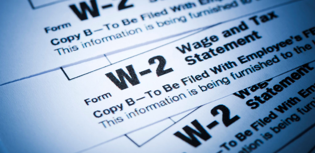 Picture of W-2 forms.
